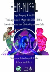 Affiche FEM-NIMAL exposition Oka Gung & Aurellll pour le samedi 9 septembre 2023 de 17 heures à 21 heures